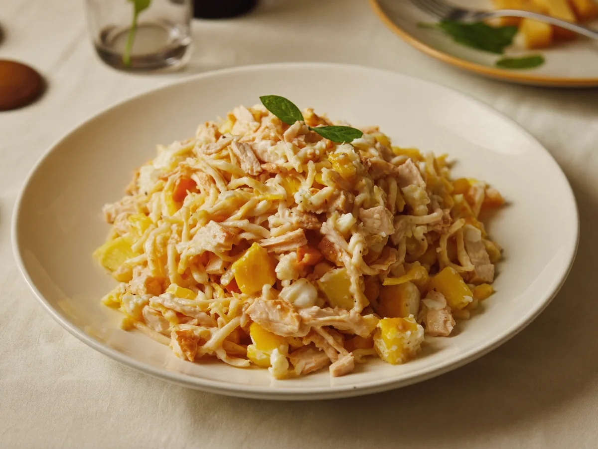 Новогодний салат Курица с ананасом