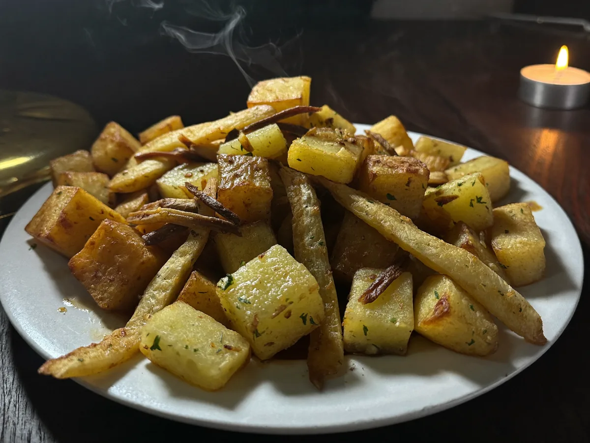 Обжаренный картофель с чесноком