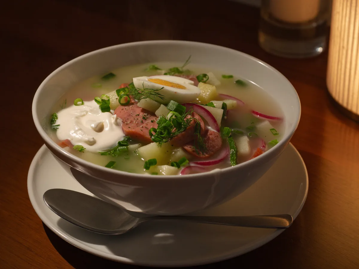 Окрошка с маринованными огурцами