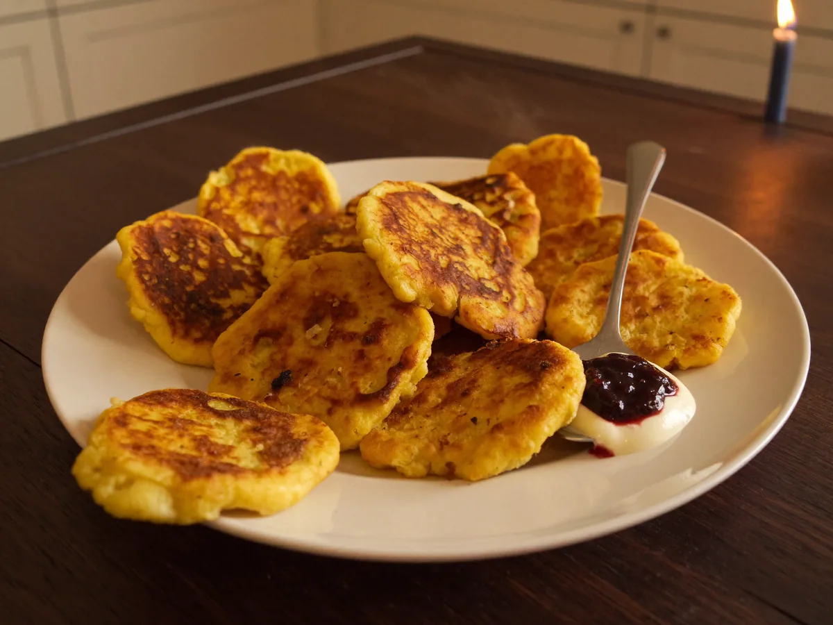 Оладьи с грецкими орехами (на кефире)