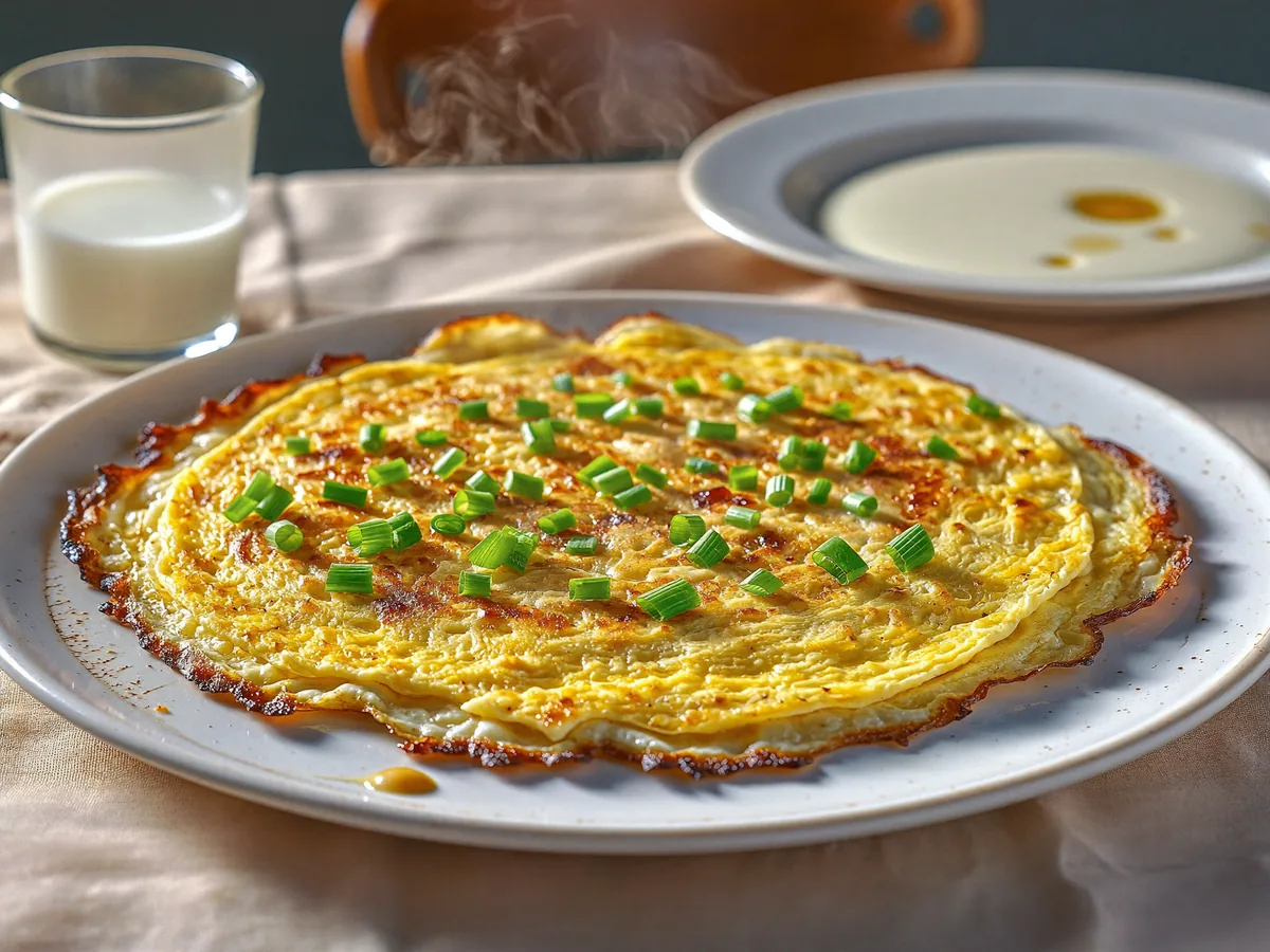 Омлет с сыром и зеленью на молоке