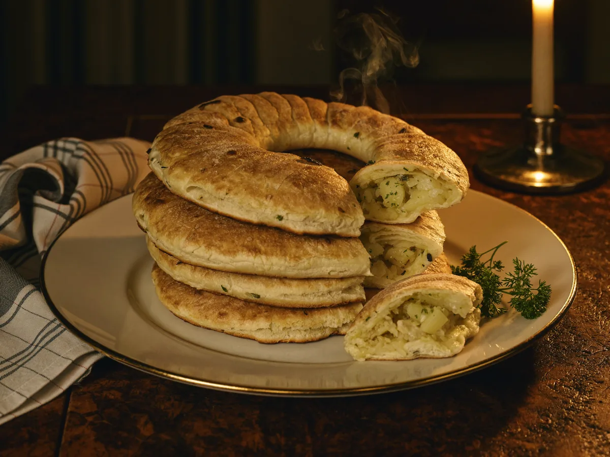 Осетинская лепешка с сыром и картошкой