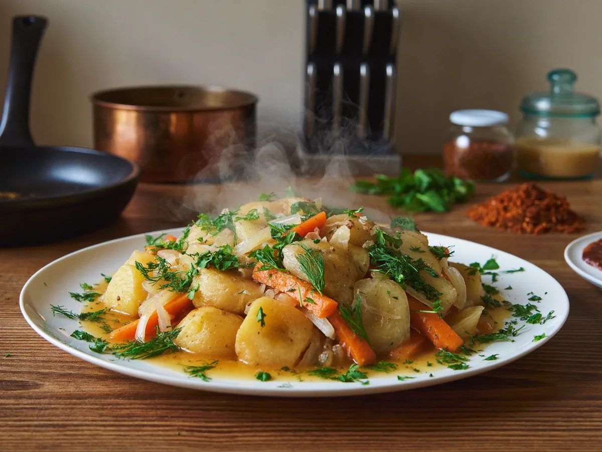 Овощное рагу без мяса с картошкой и капустой