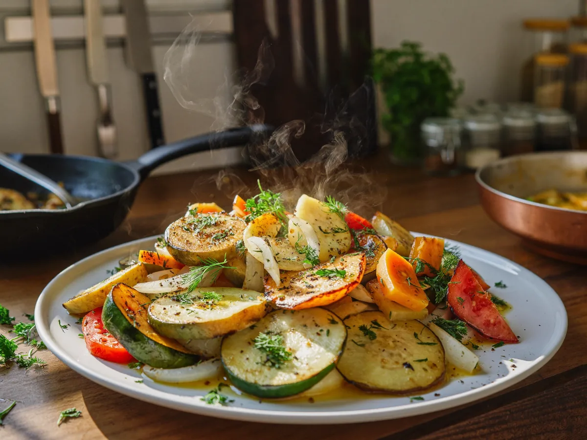 Овощное рагу с кабачками в мультиварке