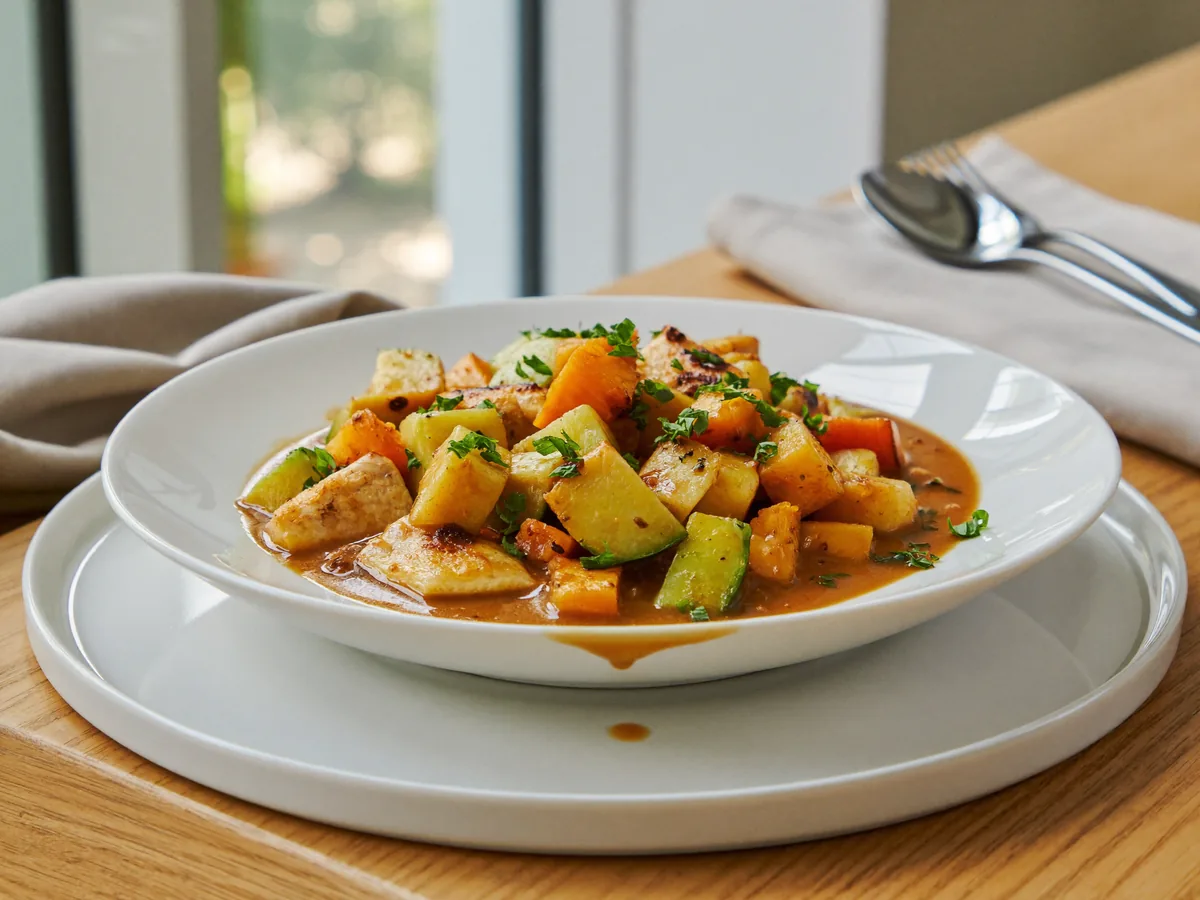 Овощное рагу с куриной грудкой