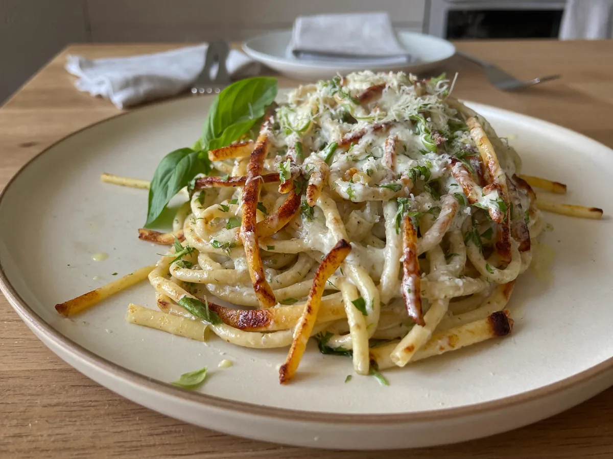Паста с ветчиной в сливочно-томатном соусе