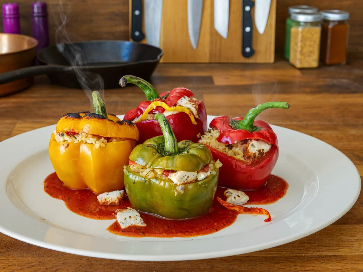 Перцы фаршированные куриной грудкой в духовке