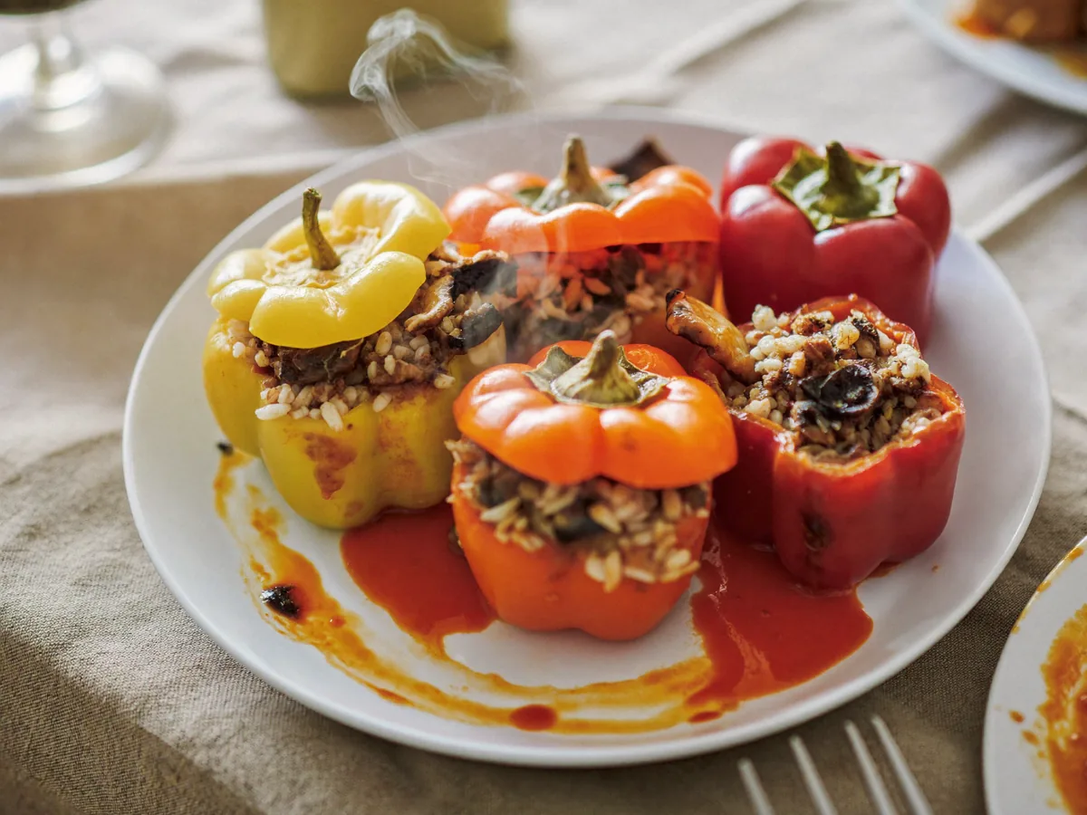 Перец фаршированный булгуром и грибами