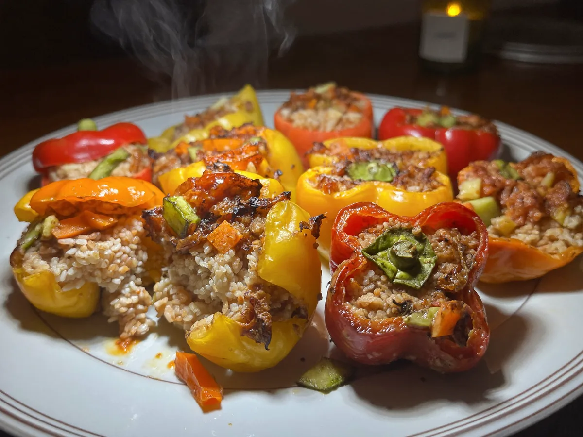 Перец фаршированный индейкой без риса