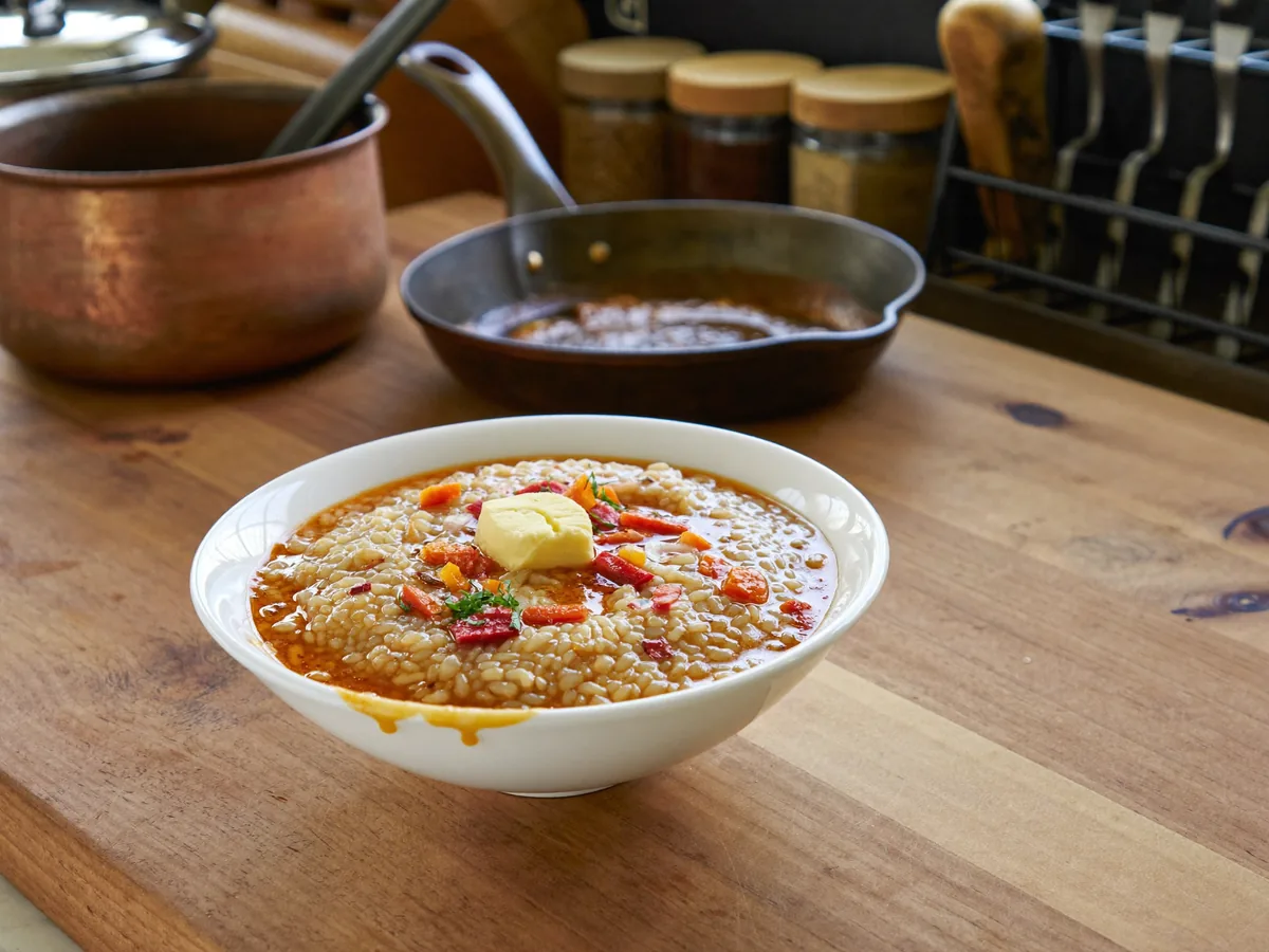 Перловая каша с курицей и овощами