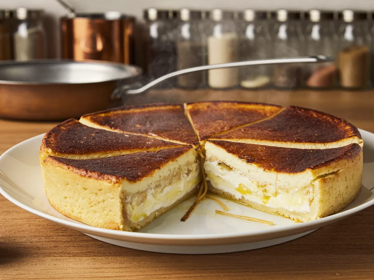Пирог с молочным кремом и корицей