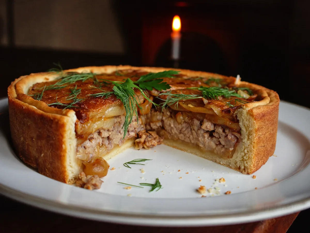 Пирог с мясом в духовке из дрожжевого теста