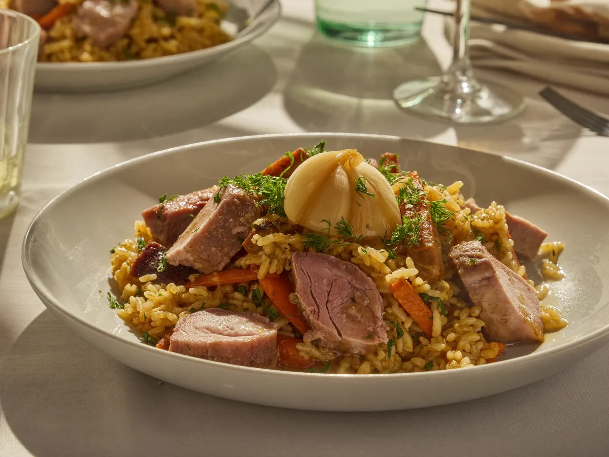 Плов с сердечками куриными