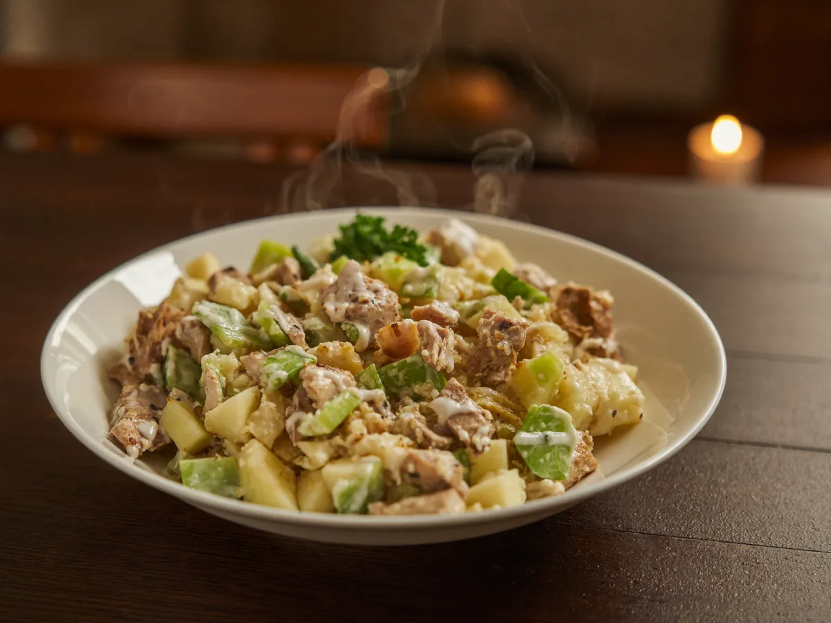 Простой салат с куриной печенью