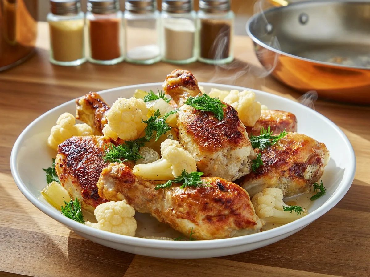 Пюре из цветной капусты с курицей