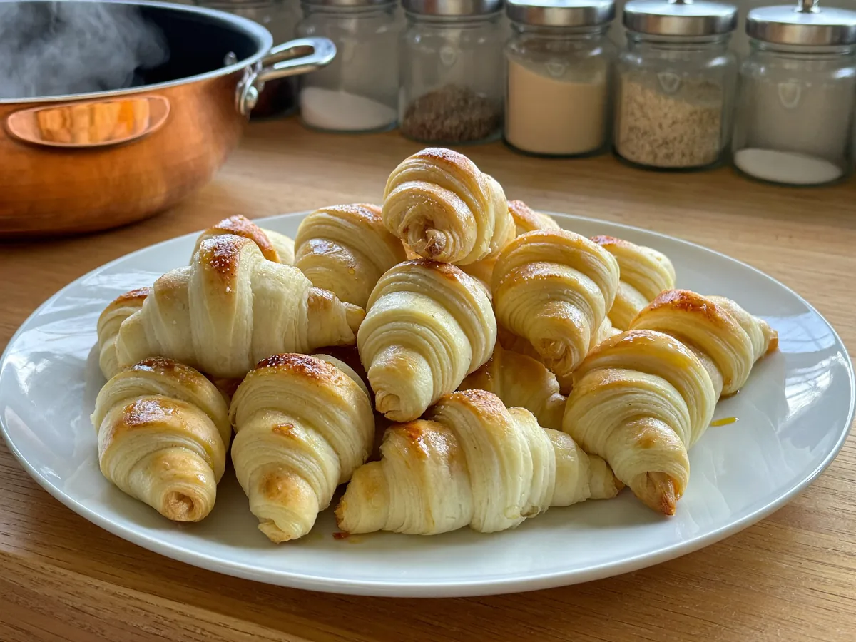 Рогалики из слоеного теста с грецкими орехами
