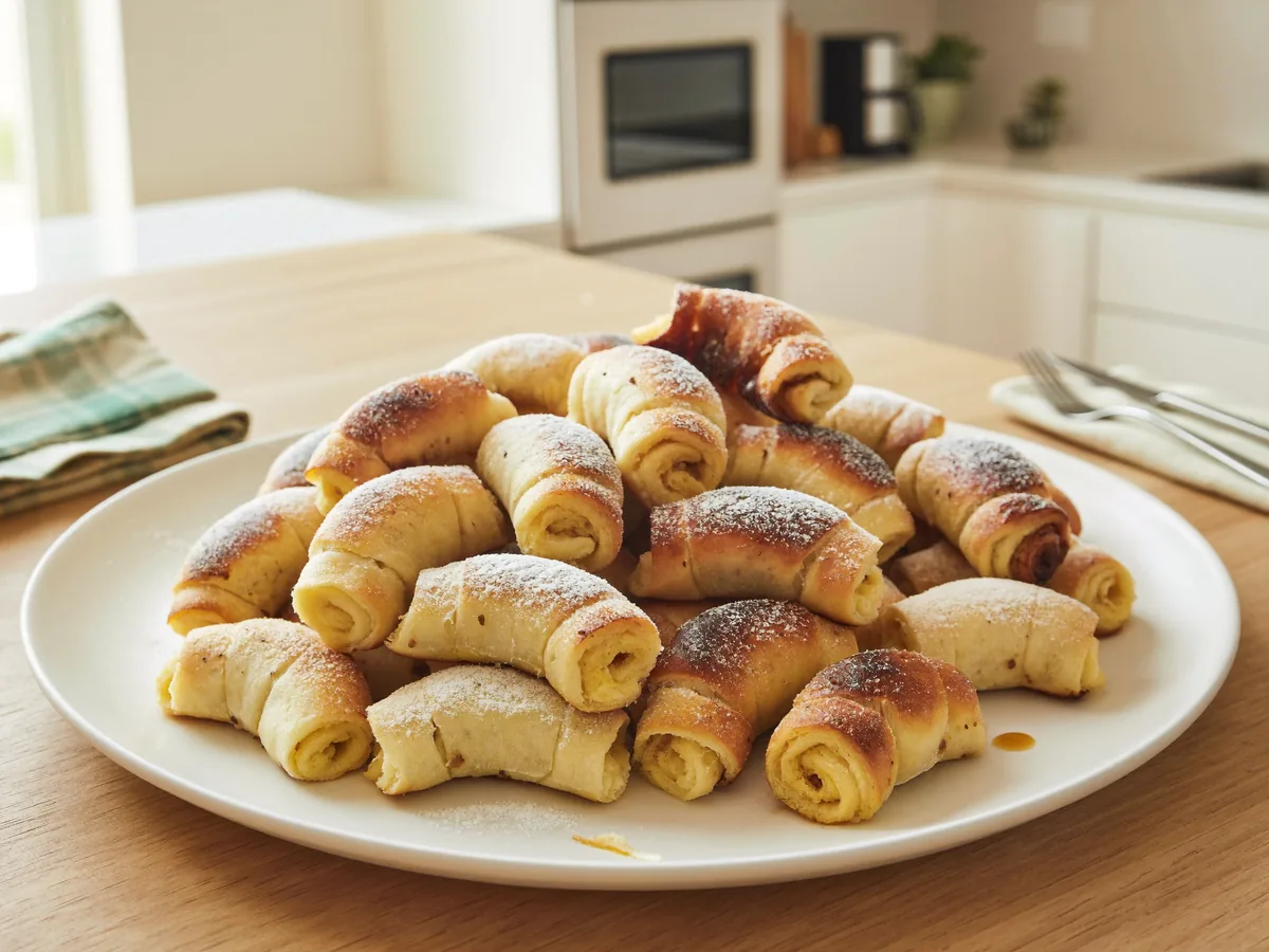 Рогалики из слоеного теста с сахаром и корицей