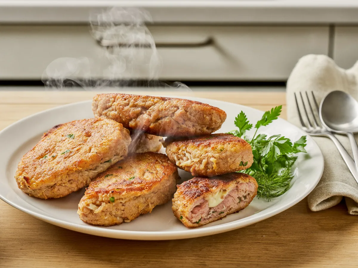 Рубленные куриные котлеты с сыром