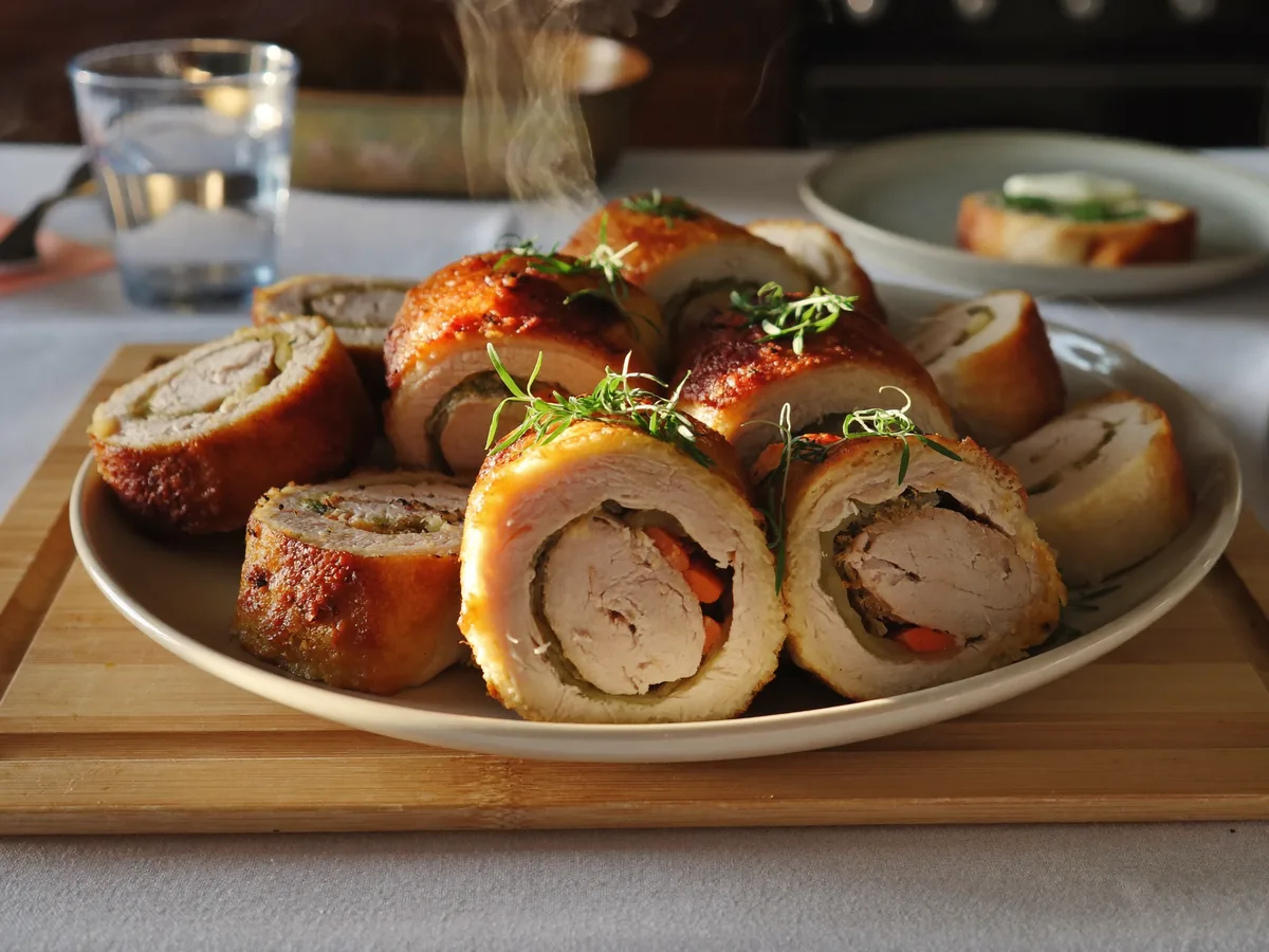 Рулет из куриной кожи