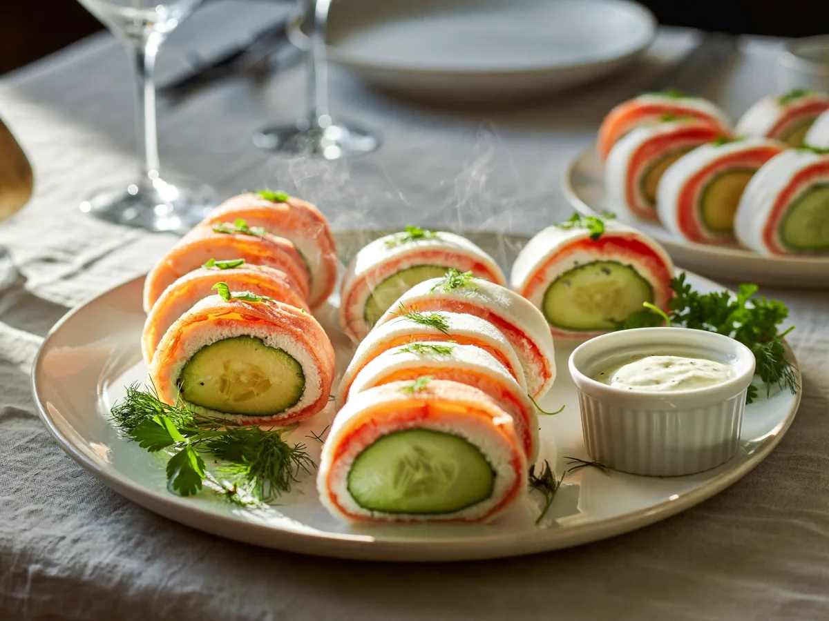 Рулет из лаваша с крабовыми палочками и огурцом