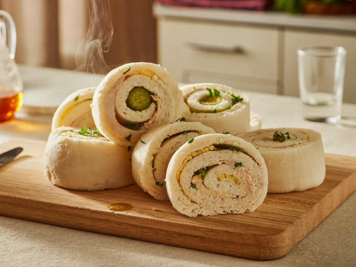 Рулет из лаваша с курицей, яйцами и соленым огурцом