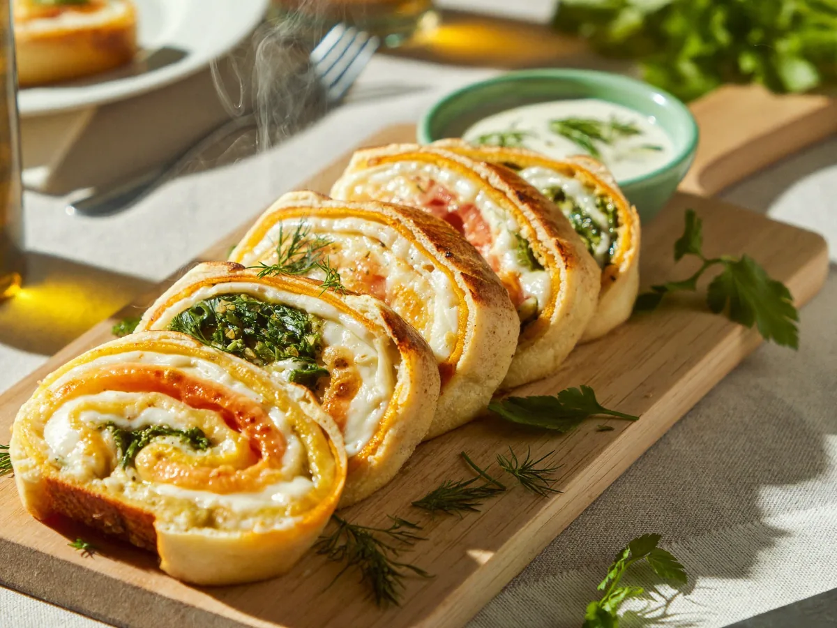 Рулет из лаваша с помидорами и сыром