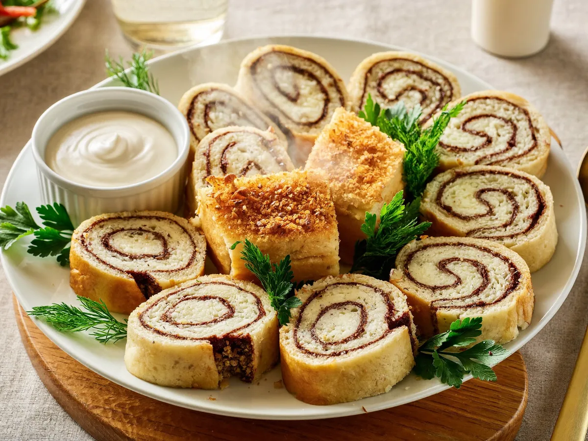 Рулет из лаваша с зеленью творогом и овощами