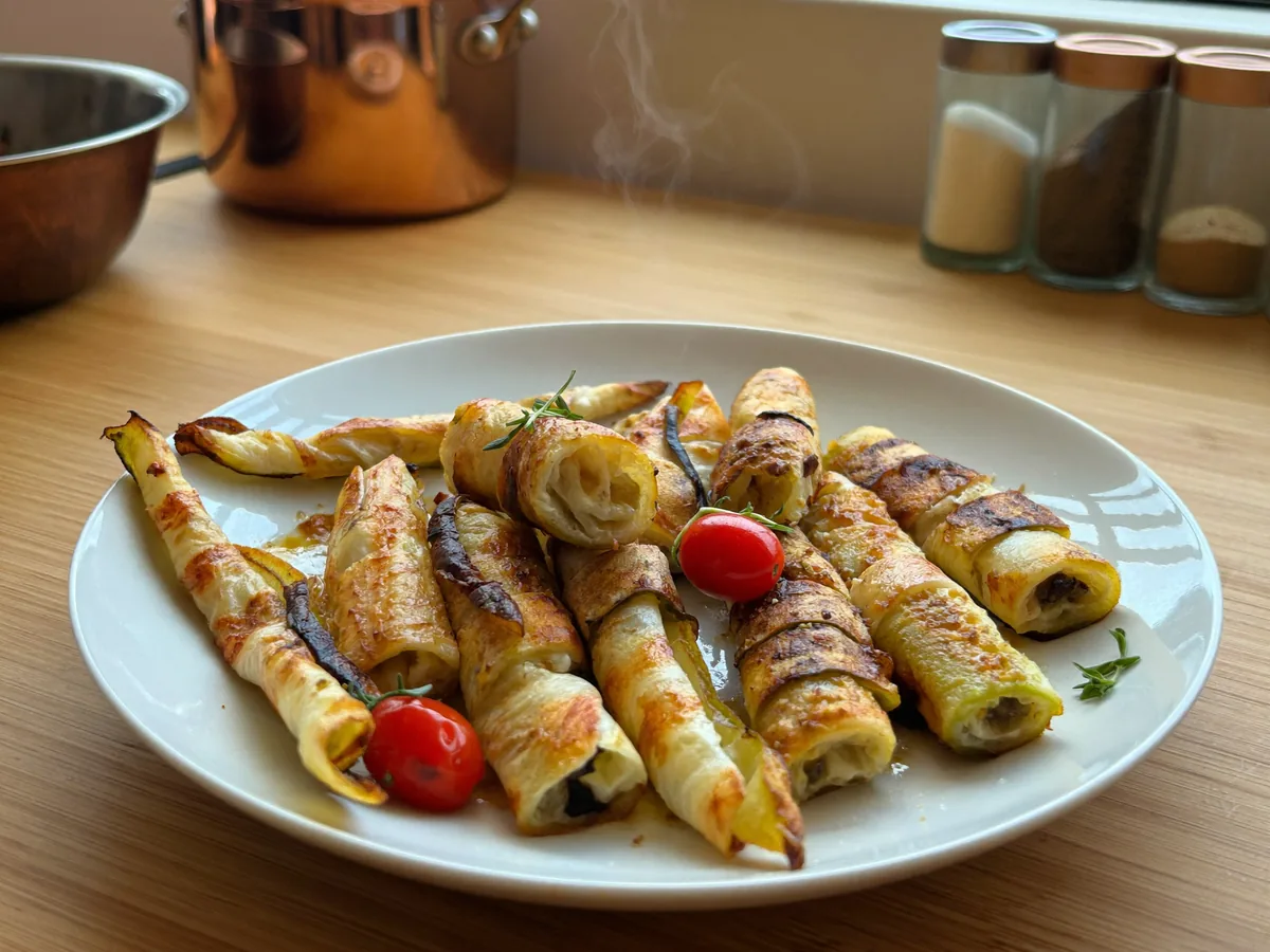 Рулетики из кабачков с морковью и грецкими орехами