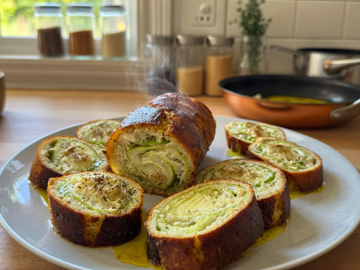 Рулеты из кабачков с сыром и чесноком