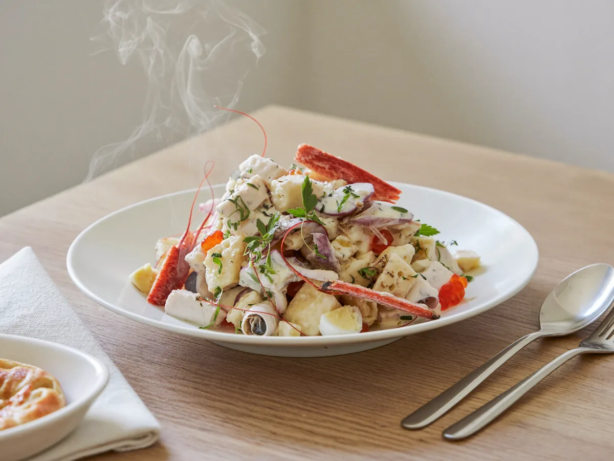 Салат из кальмаров и крабовых палочек