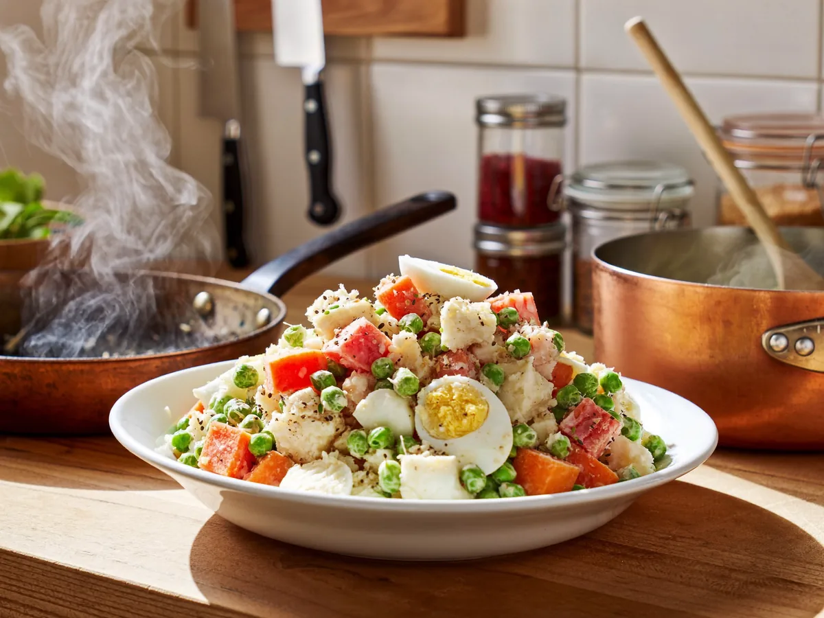 Салат из моркови, яиц и горошка