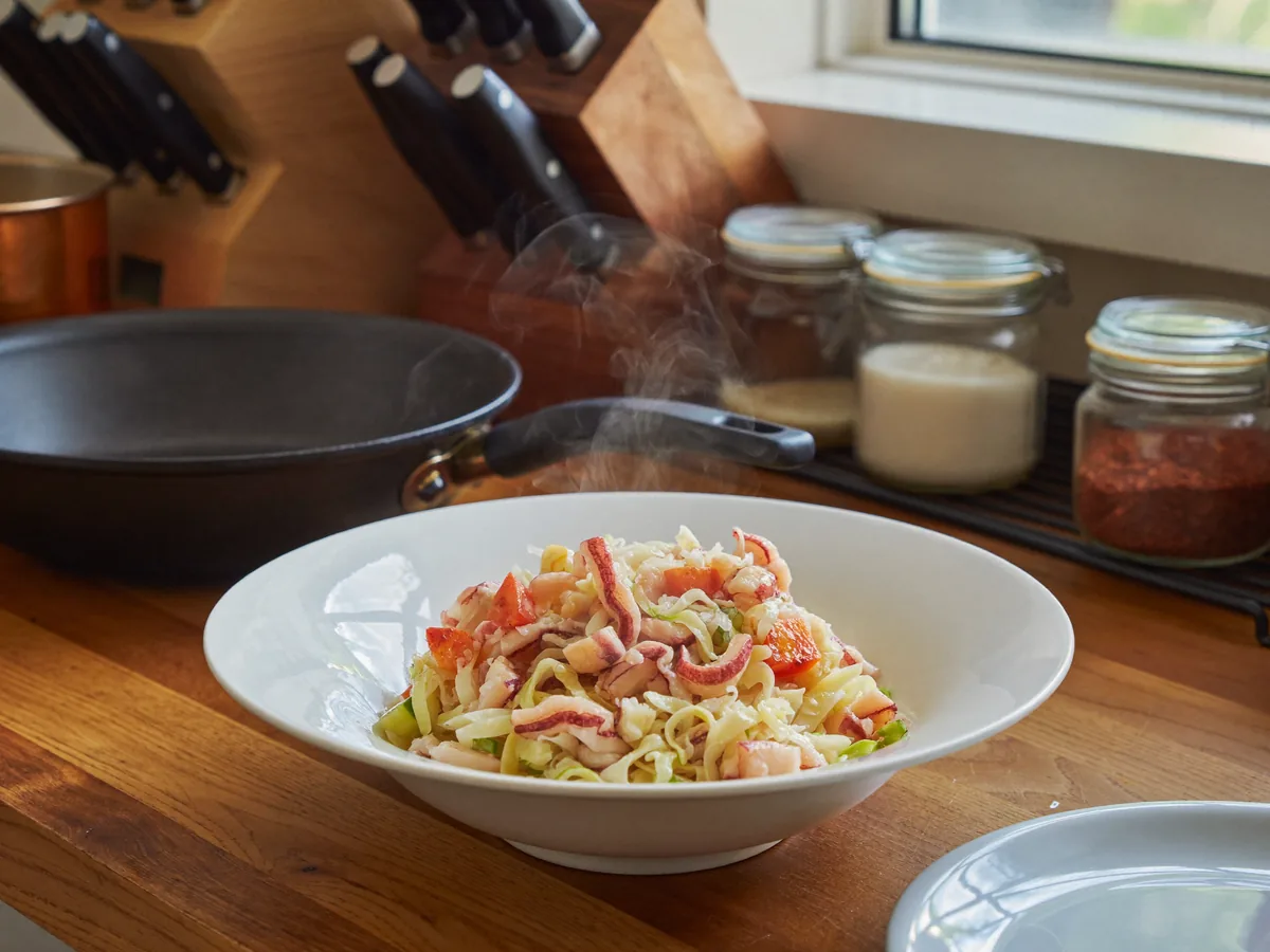 Салат из пекинской капусты с кальмарами
