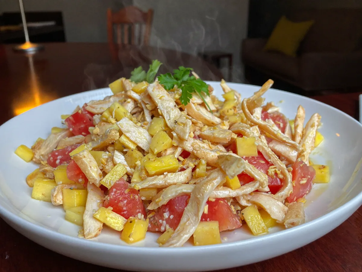 Салат из помидор с курицей и сыром