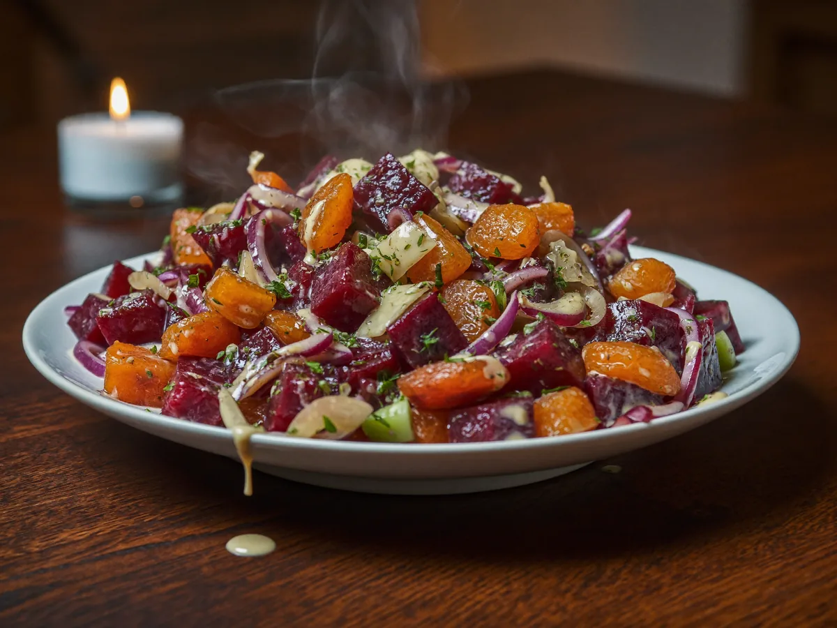 Салат из свеклы с курагой (постный)