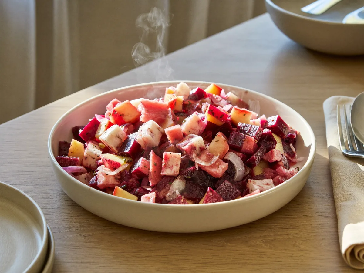 Салат из свеклы с сельдью и яблоком