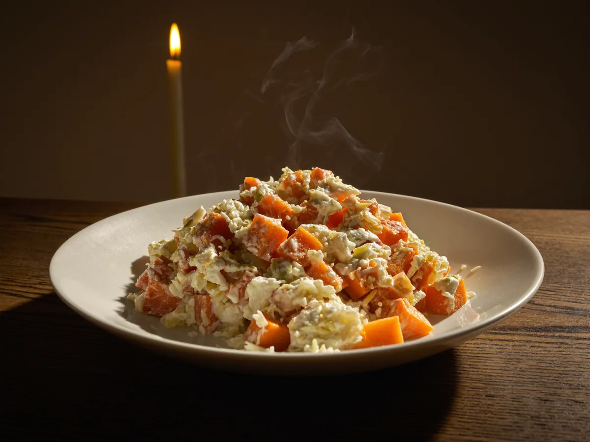 Салат из тыквы с чесноком и яйцом