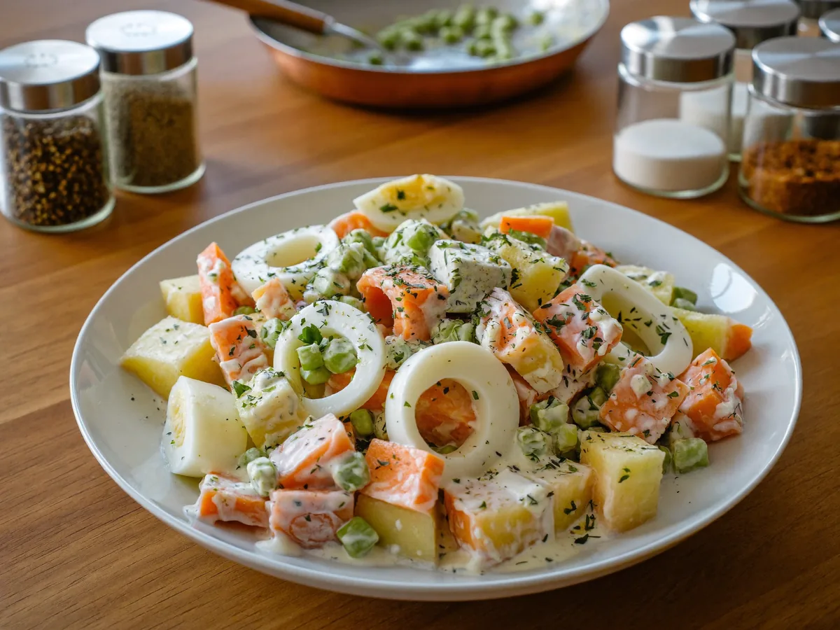 Салат из зеленой редьки с морковкой и смесью перцев