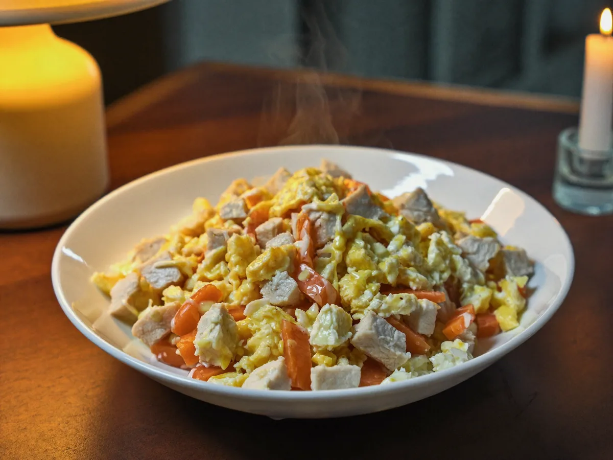 Салат курица, морковь с черносливом