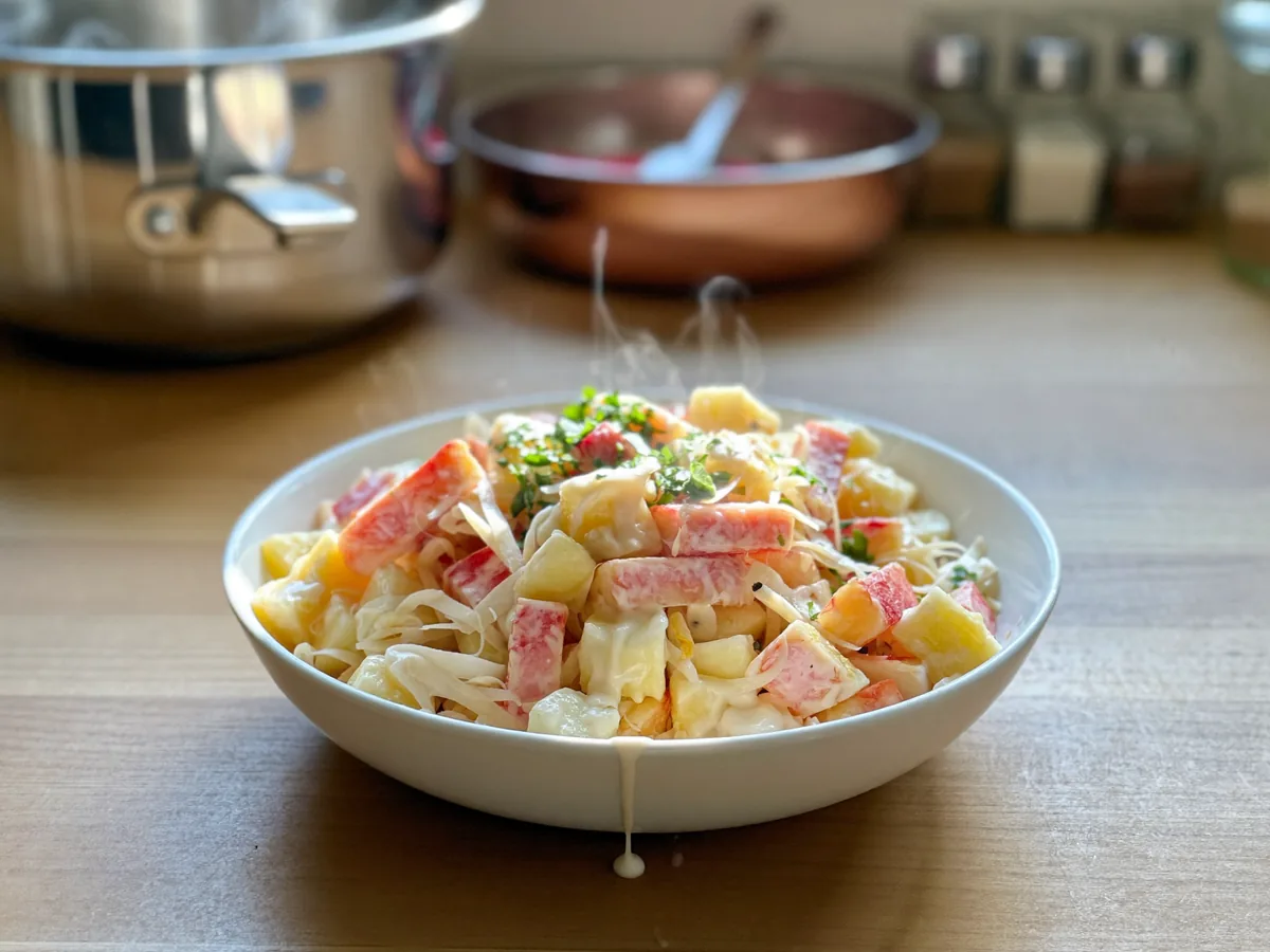 Салат «Ландыш» с крабовыми палочками и яблоком