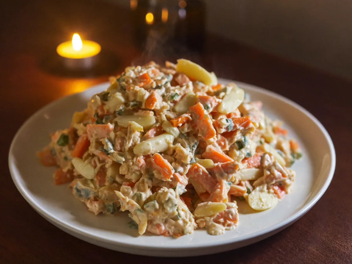 Салат Морковь с майонезом и чесноком