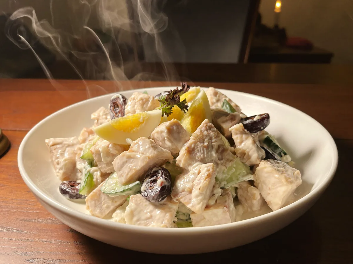 Салат Нежность с курицей черносливом и грецкими орехами