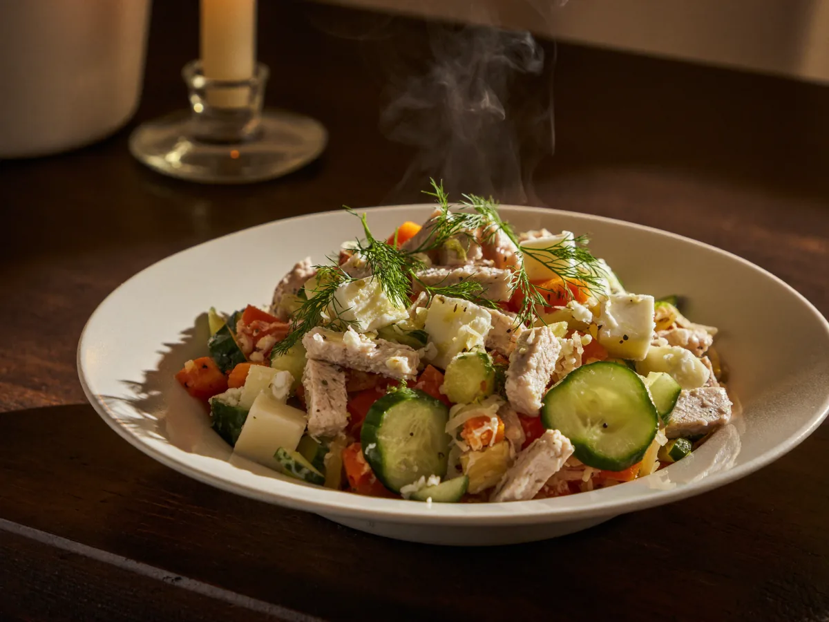 Салат пикантный с корейской морковью и курицей