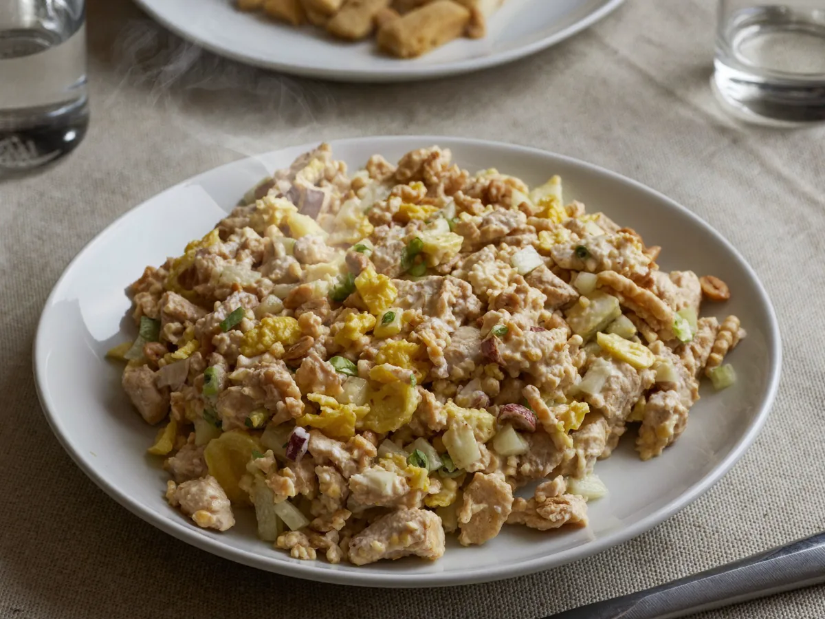 Салат с хурмой и курицей с орехами