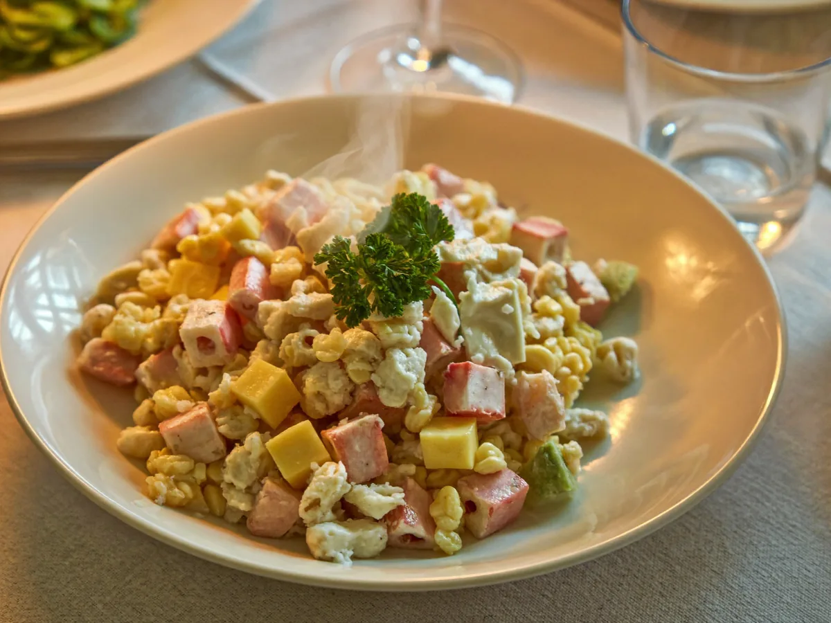 Салат с крабовыми палочками кукурузой и сыром