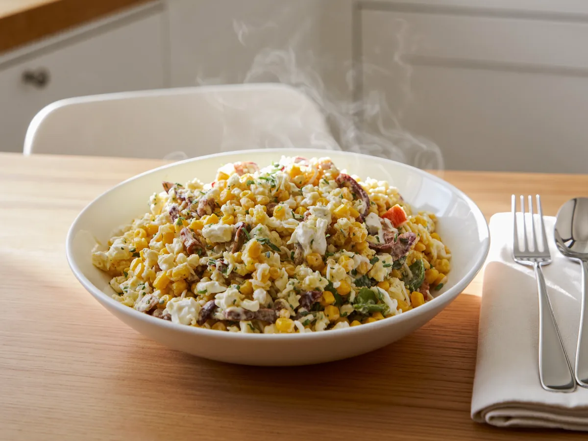 Салат с маринованными грибами и консервированной кукурузой