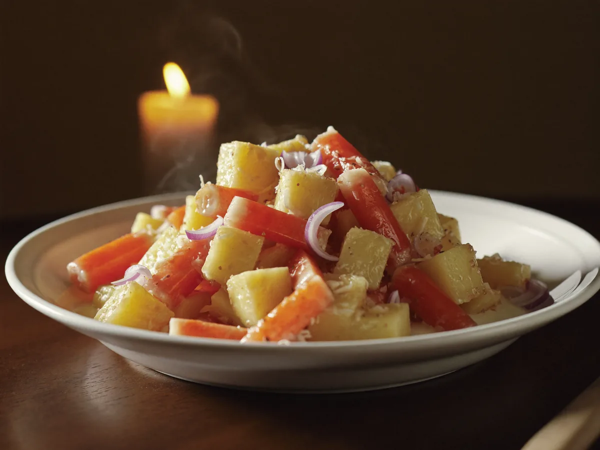 Салат с морепродуктами и ананасом