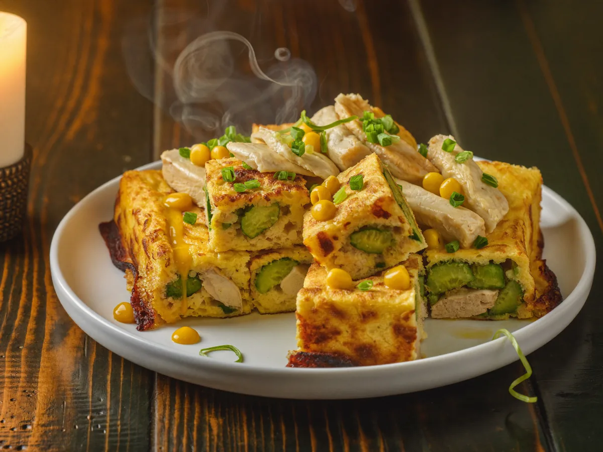 Салат с омлетом и курицей