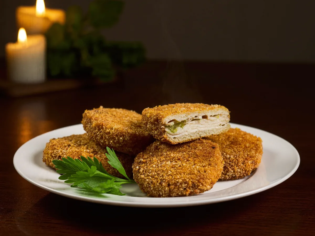 Шницель из куриного фарша по-полесски