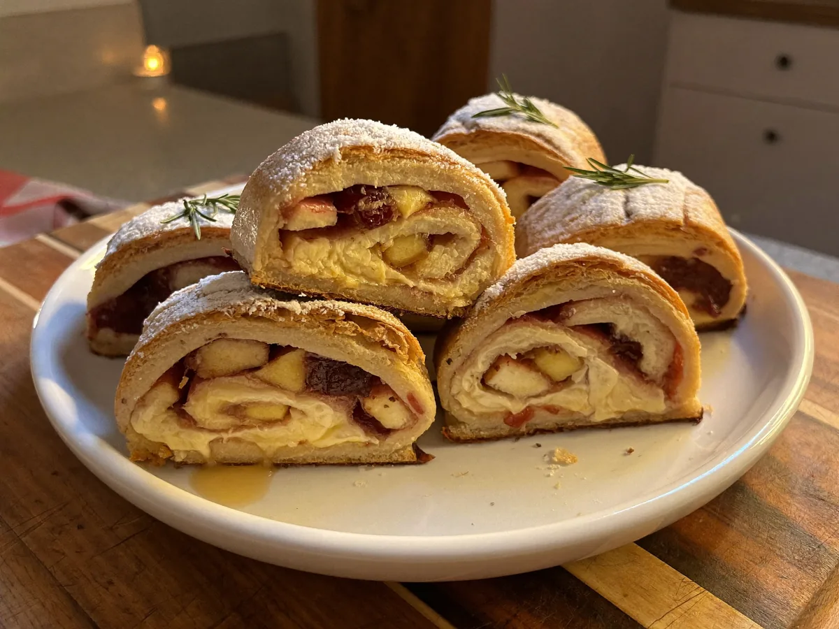 Штрудель с творогом и вишней
