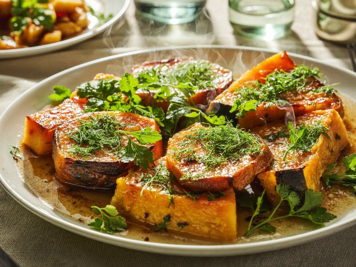 Сладкая тыква запеченная в духовке кусочками с медом